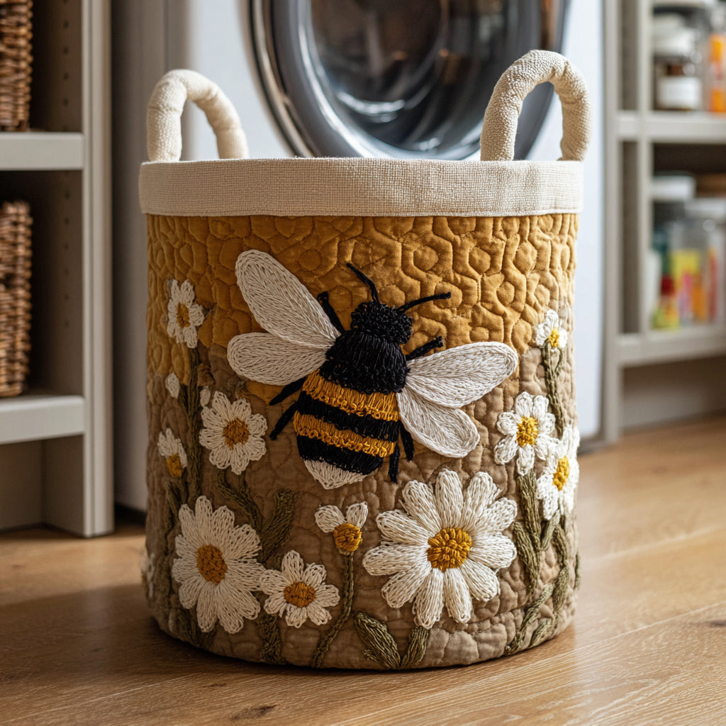 Margarita | Cesto de Ropa Acolchado Abejas y Margaritas