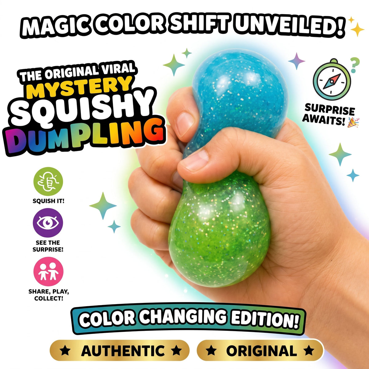 Pelotas antiestrés tipo dumpling Vifinix Mystery (paquete de 3)