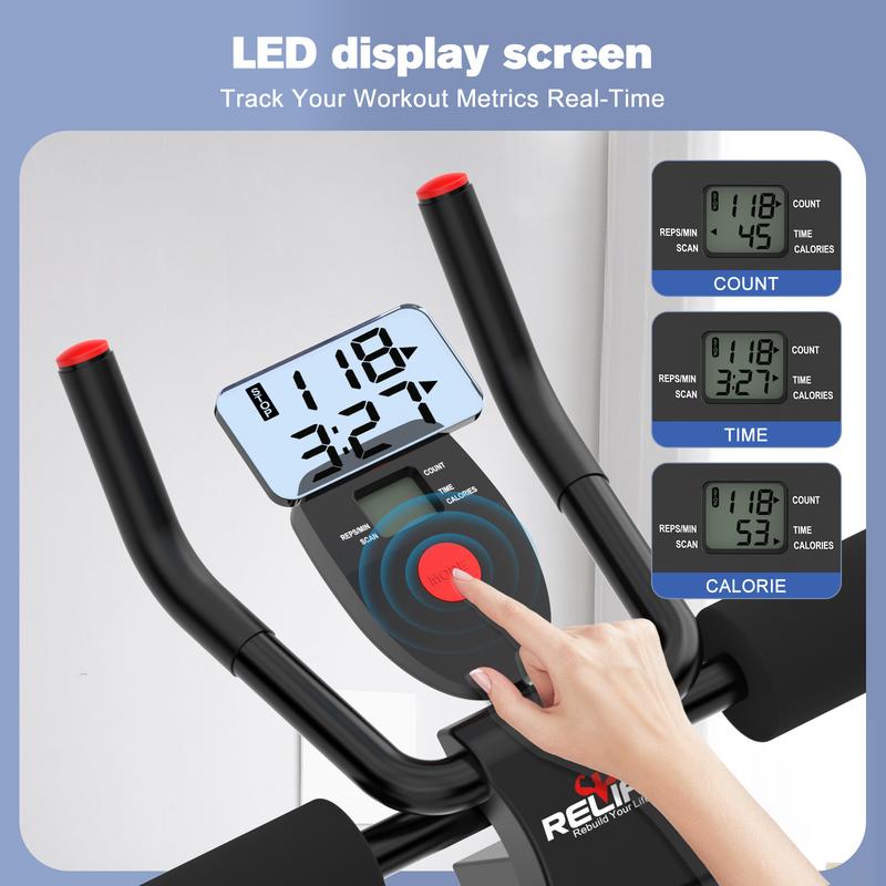 Máquina de entrenamiento abdominal ajustable y plegable Relife Sports con monitor LCD