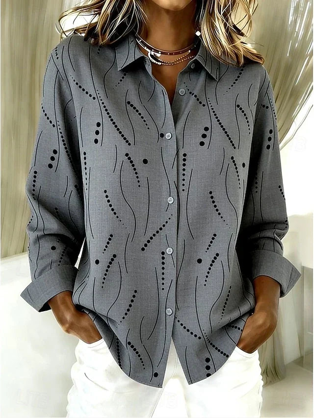 Nerea | Blusa Casual con Estampado de Líneas Punteadas