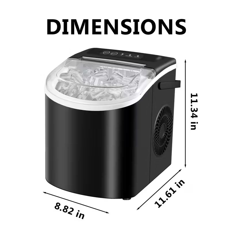 FrostFlow 26 — Máquina de hielo para encimera, 26 lbs/día, portátil con asa + cesta y pala