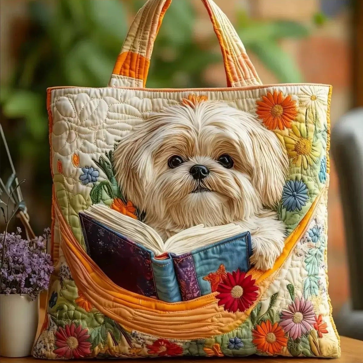 Yvette | Bolso Tote Acolchado Shih Tzu en Hamaca