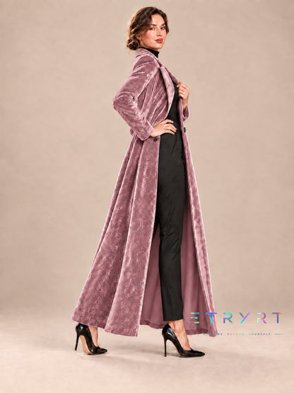 Beatrice | Abrigo largo de terciopelo abierto