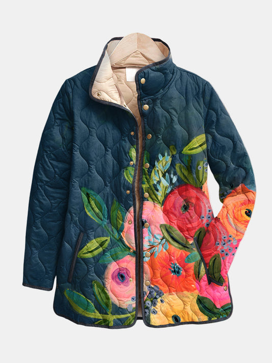 Remedios | Chaqueta Acolchada Vintage con Estampado Floral