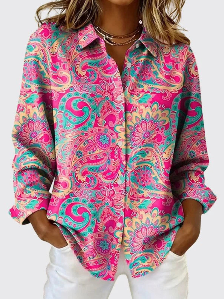 Carolina | Blusa con Estampado Cachemir y Botones
