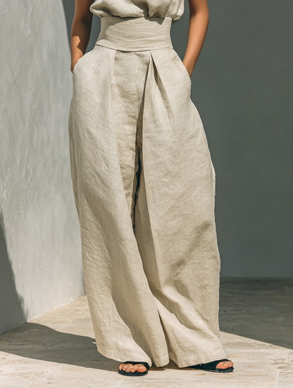 CONJUNTO PANTALÓN ANCHO DE ALGODÓN PARA MUJER