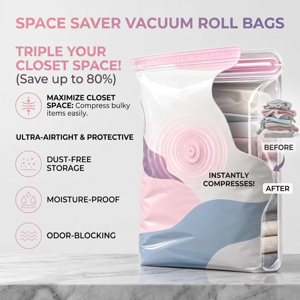 Bolsas de vacío enrollables para ahorro de espacio
