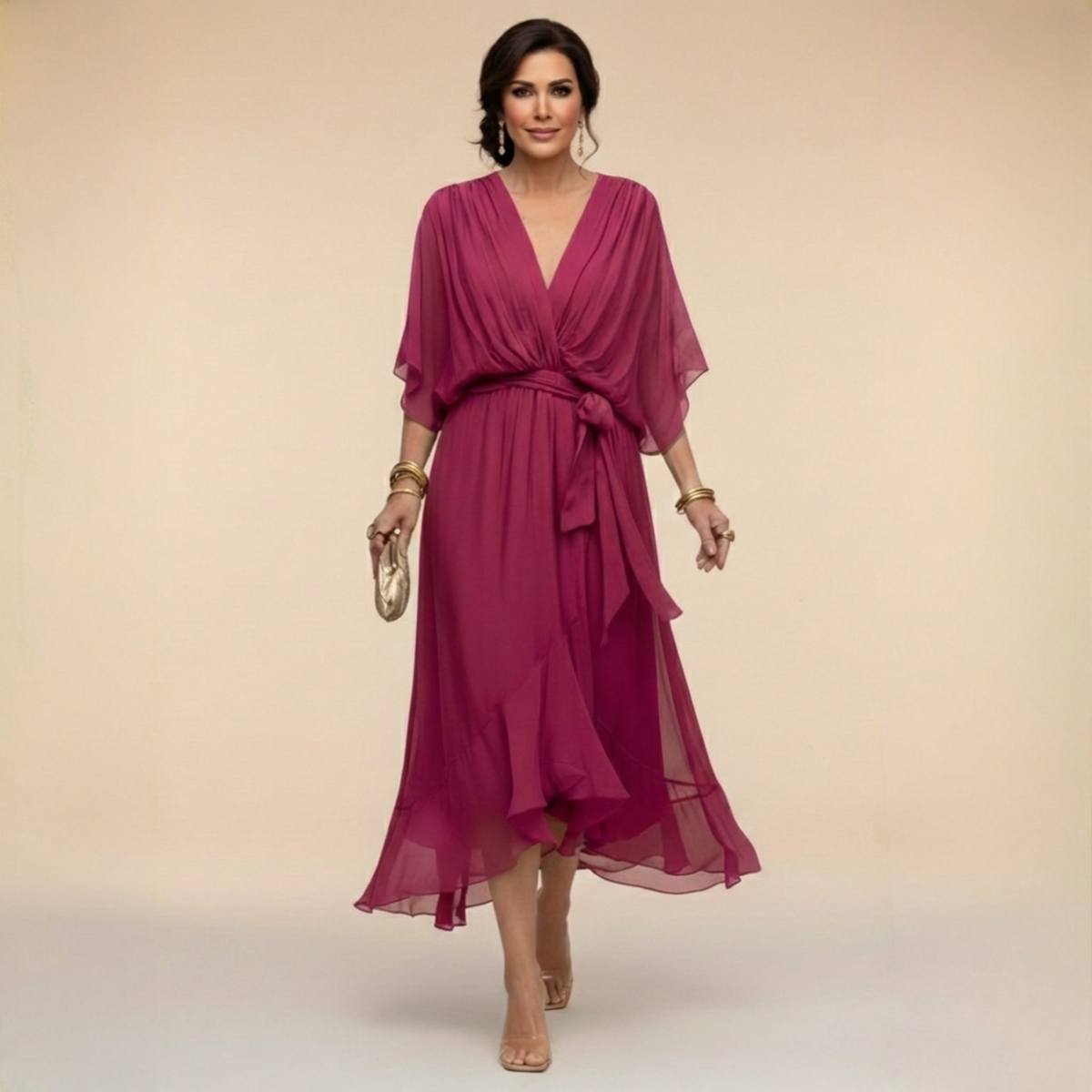 Monica | Vestido de Chifón para Mujer con Escote en V