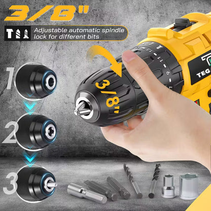 🔧 PowerForge 20V — Taladro inalámbrico y juego de herramientas de 148 piezas