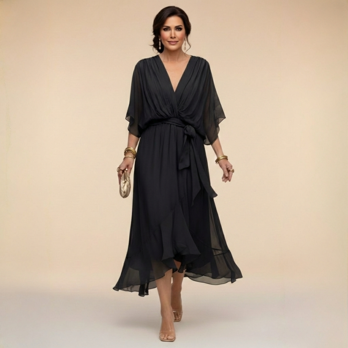 Monica | Vestido de Chifón para Mujer con Escote en V