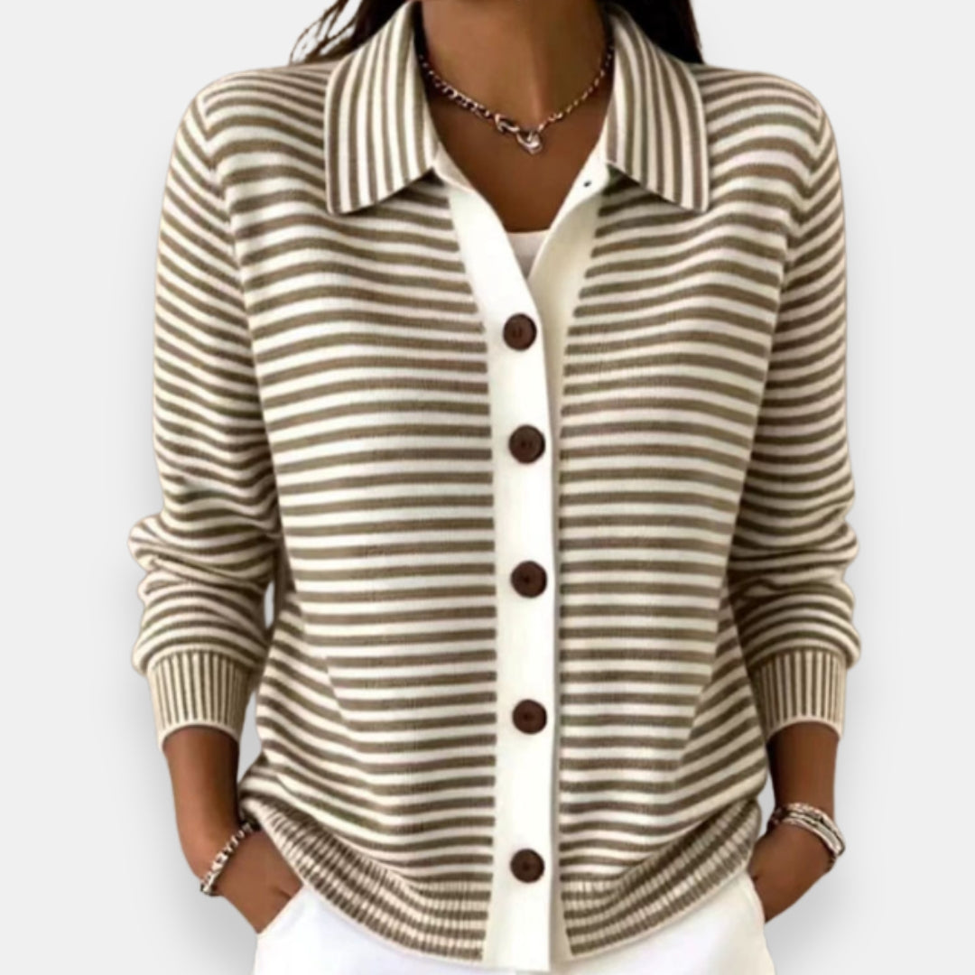 Pilar | Chaqueta de Punto a Rayas con Botonadura