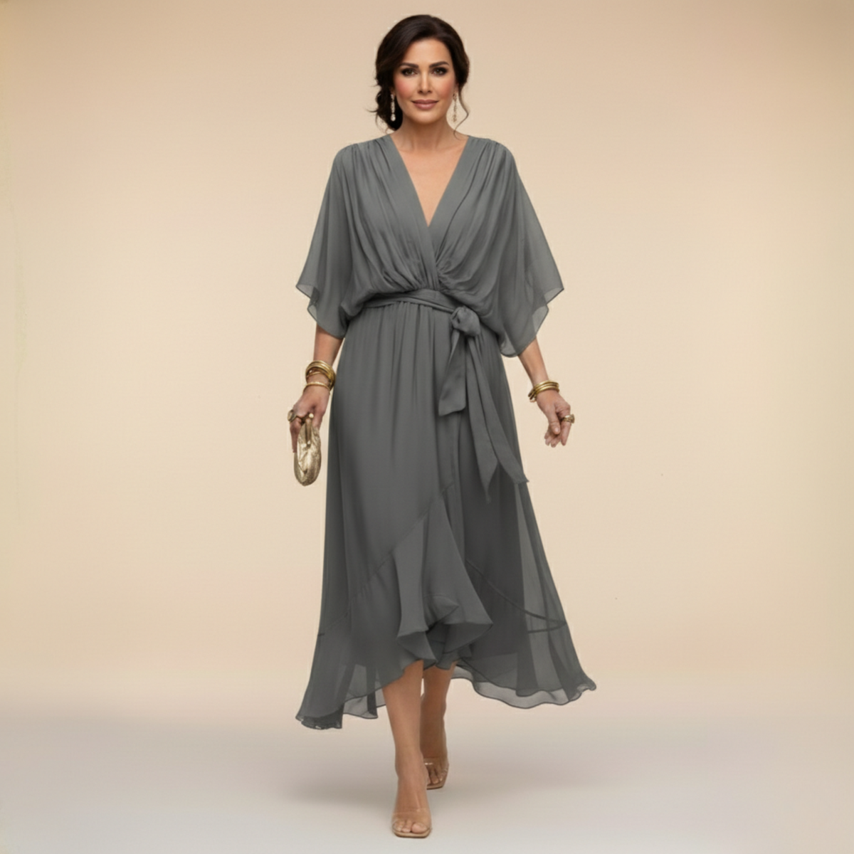 Monica | Vestido de Chifón para Mujer con Escote en V