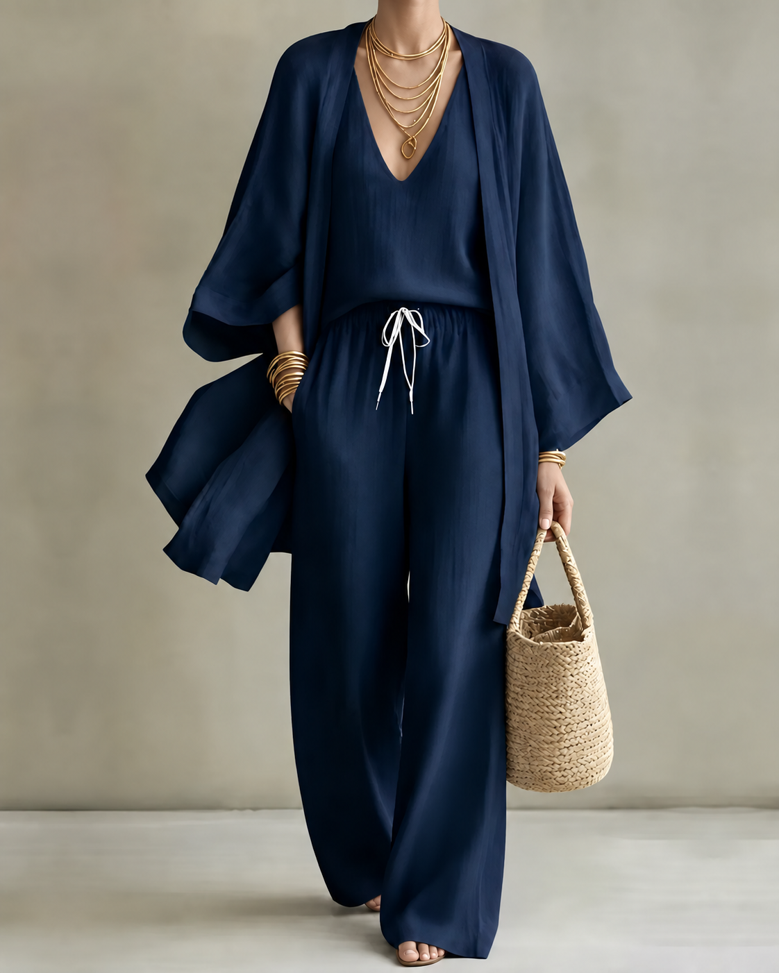 Beatriz | Conjunto de Tres Piezas Efecto Lino