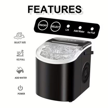 FrostFlow 26 — Máquina de hielo para encimera, 26 lbs/día, portátil con asa + cesta y pala