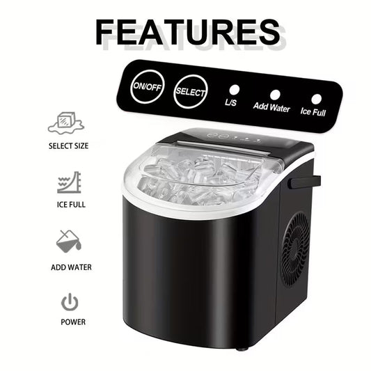 FrostFlow 26 — Máquina de hielo para encimera, 26 lbs/día, portátil con asa + cesta y pala