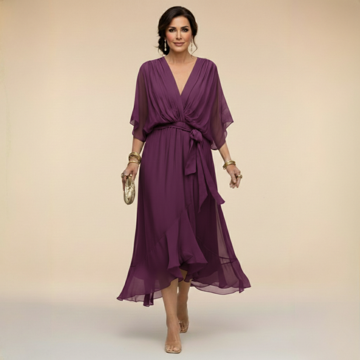 Monica | Vestido de Chifón para Mujer con Escote en V