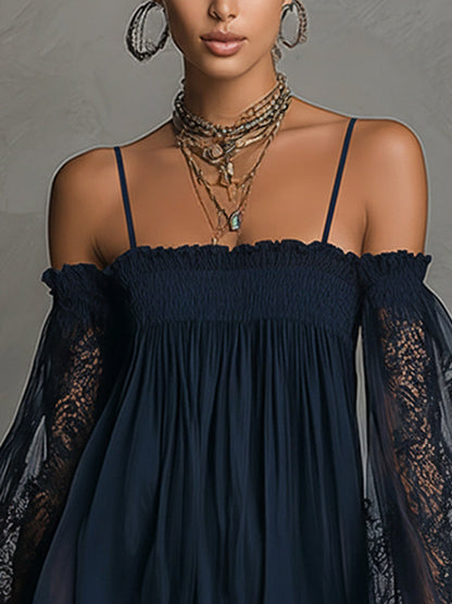 Noemi | Vestido mini en chiffon azul marino