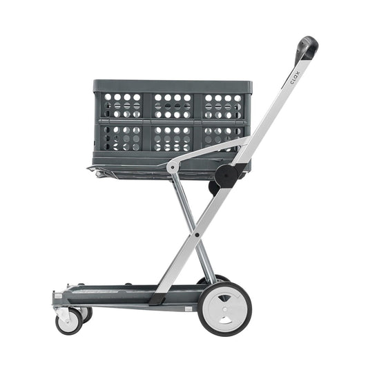 Carrito de compra premium plegable con 2 cajas de almacenamiento plegables