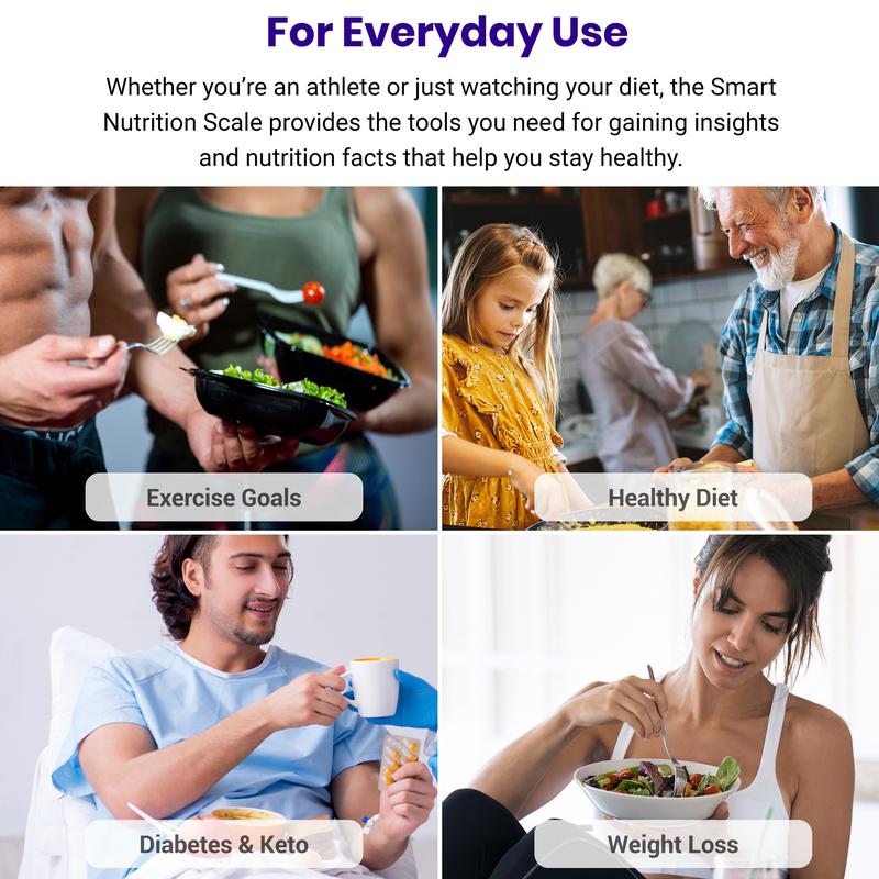 Báscula de cocina inteligente con IA | Escaneo automático de 19 datos nutricionales | Contador de calorías digital para preparación de comidas y fitness
