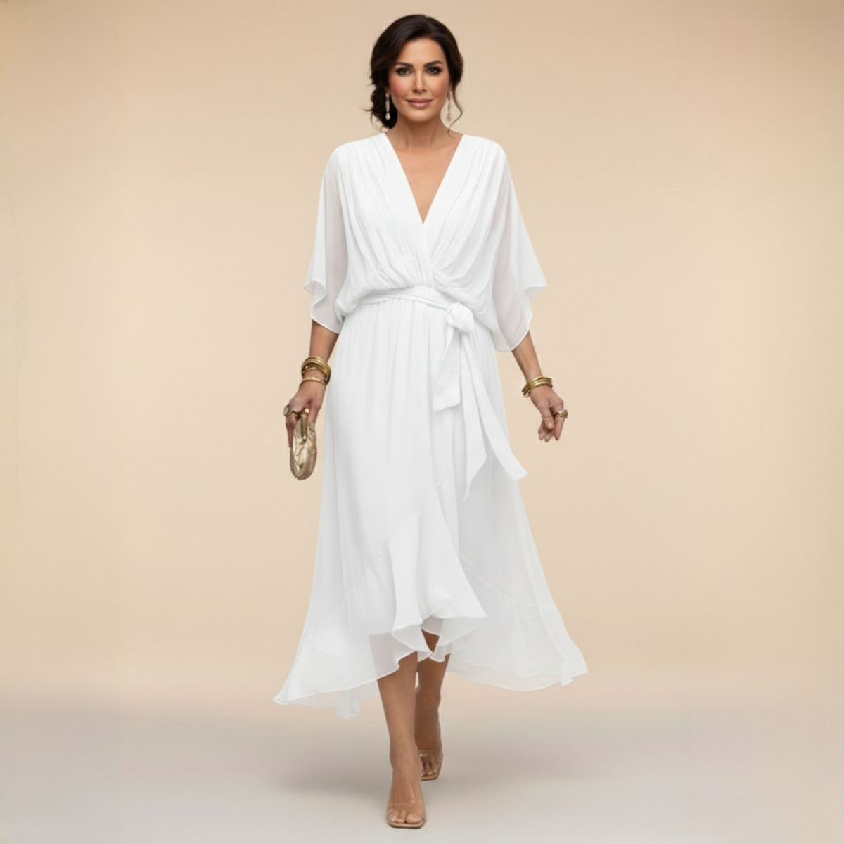 Monica | Vestido de Chifón para Mujer con Escote en V