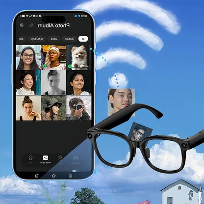 Gafas con cámara de IA inteligente y lentes fotocromáticas de 8 MP