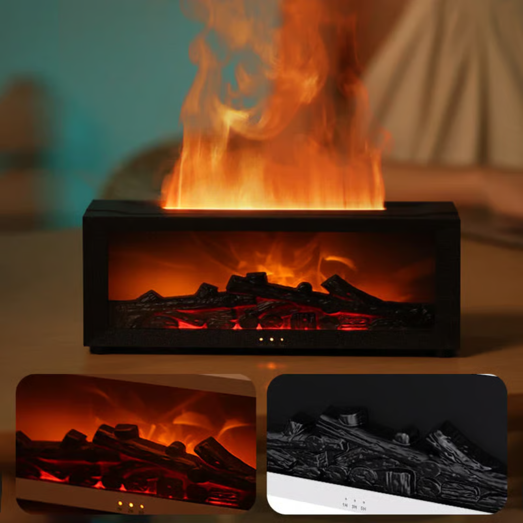 Humidificador difusor de llama con efecto chimenea y control remoto
