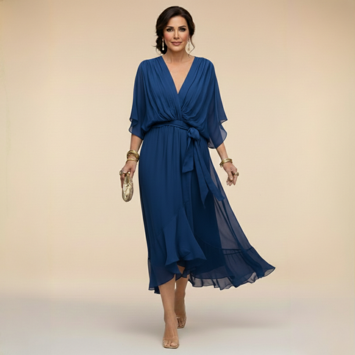 Monica | Vestido de Chifón para Mujer con Escote en V