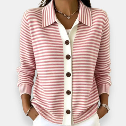 Pilar | Chaqueta de Punto a Rayas con Botonadura
