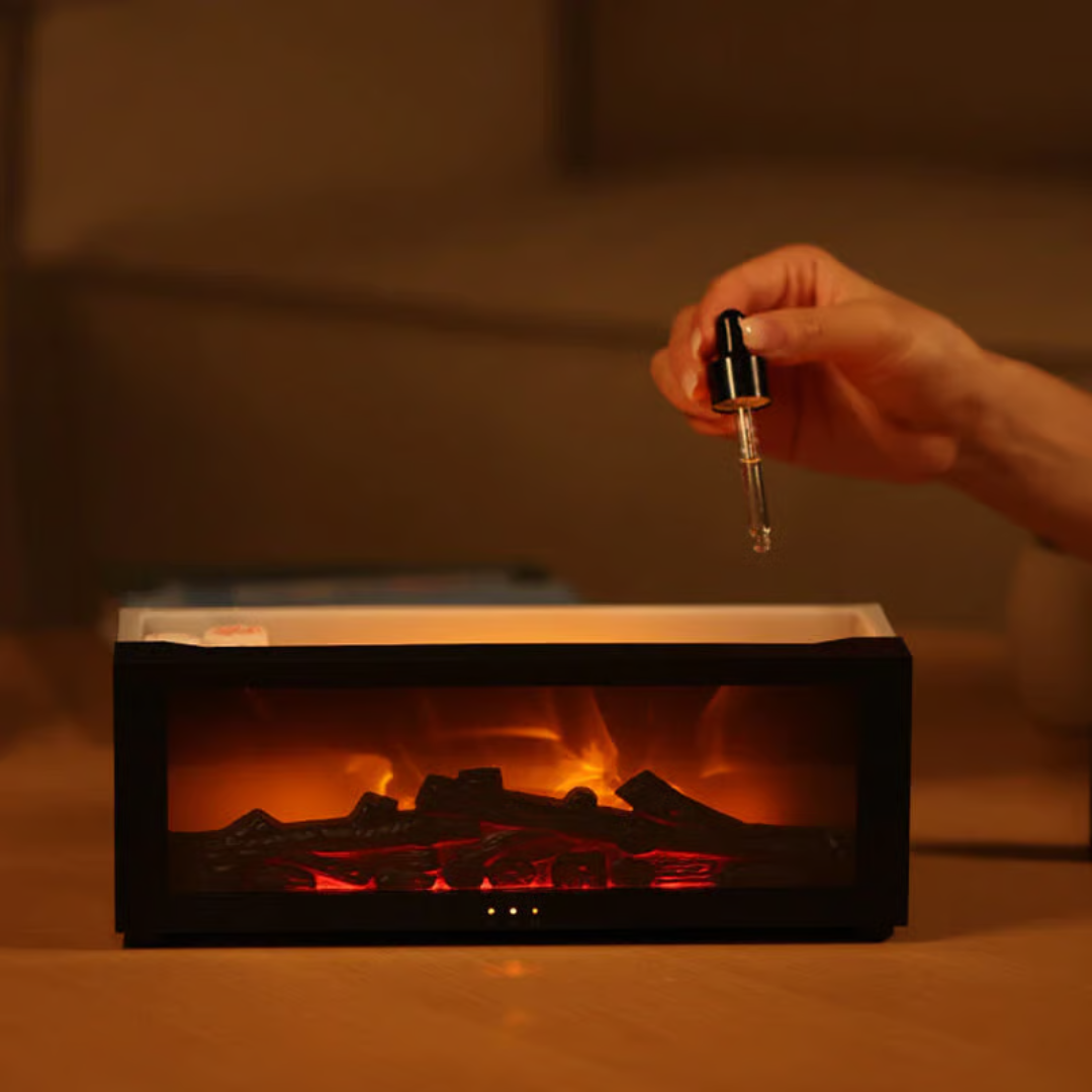 Humidificador difusor de llama con efecto chimenea y control remoto