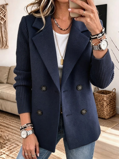 Carmela | Blazer Cruzado con Mangas de Punto Canalé