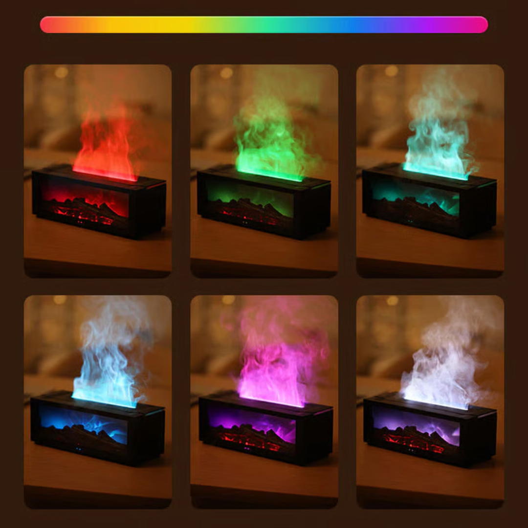 Humidificador difusor de llama con efecto chimenea y control remoto