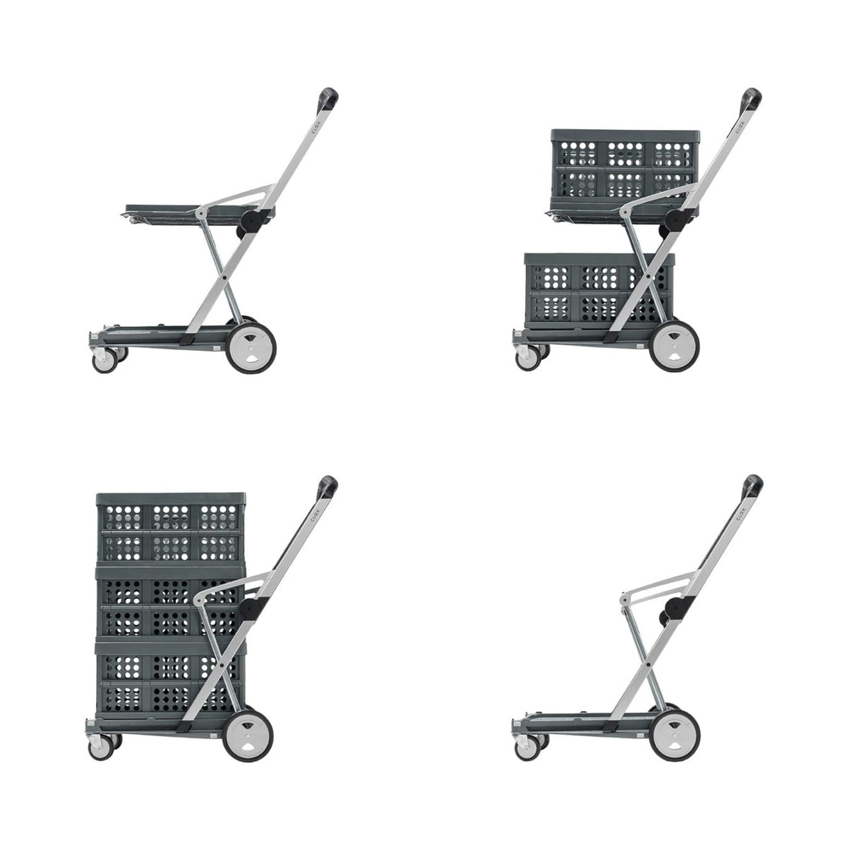 Carrito de compras plegable con 2 cajas de almacenamiento plegables