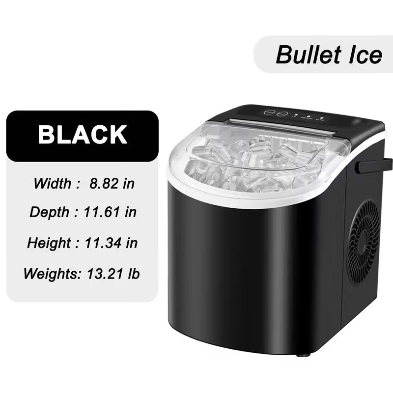 FrostFlow 26 — Máquina de hielo para encimera, 26 lbs/día, portátil con asa + cesta y pala