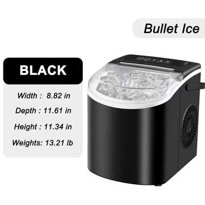 FrostFlow 26 — Máquina de hielo para encimera, 26 lbs/día, portátil con asa + cesta y pala