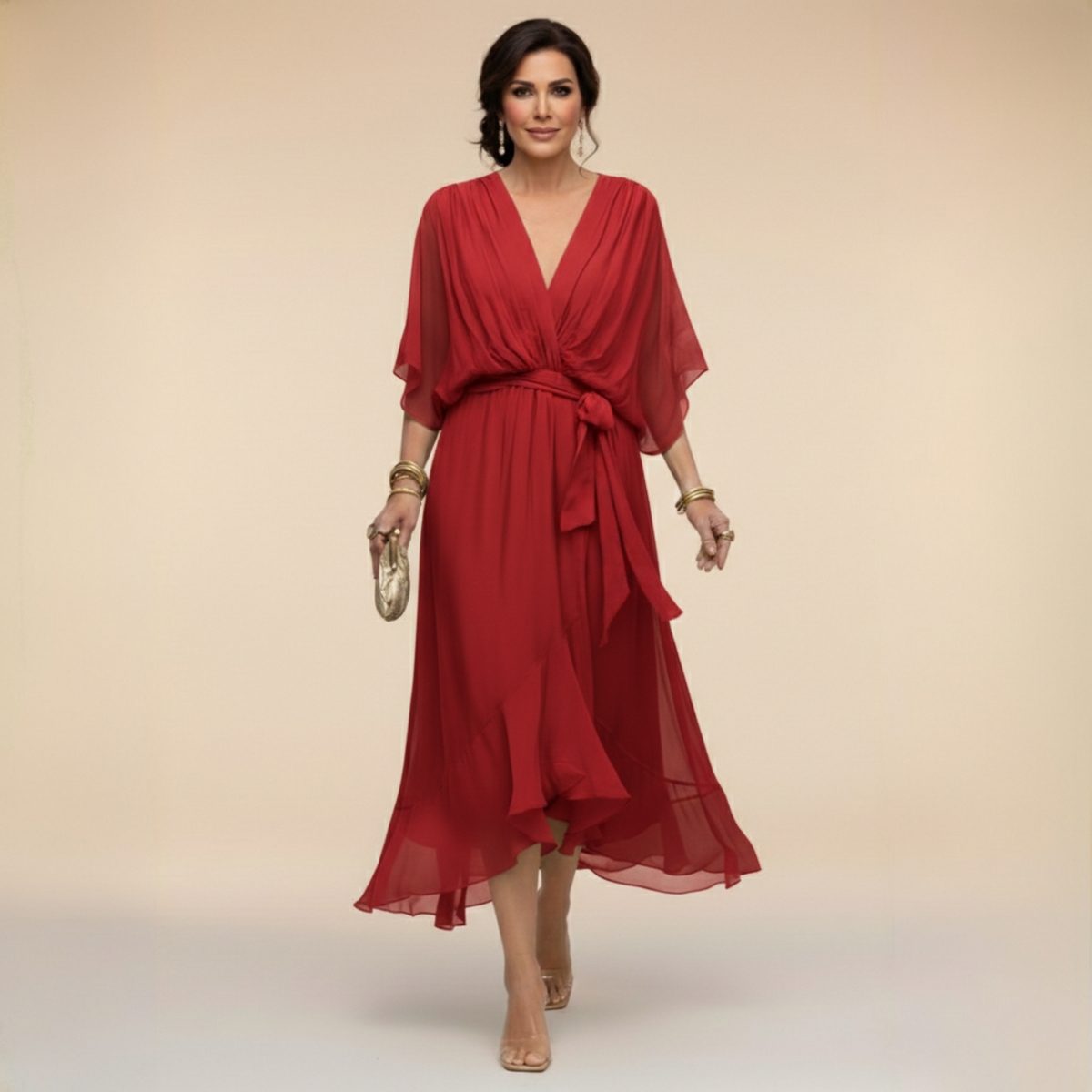 Monica | Vestido de Chifón para Mujer con Escote en V