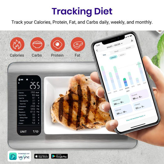 Báscula de cocina inteligente con IA | Escaneo automático de 19 datos nutricionales | Contador de calorías digital para preparación de comidas y fitness