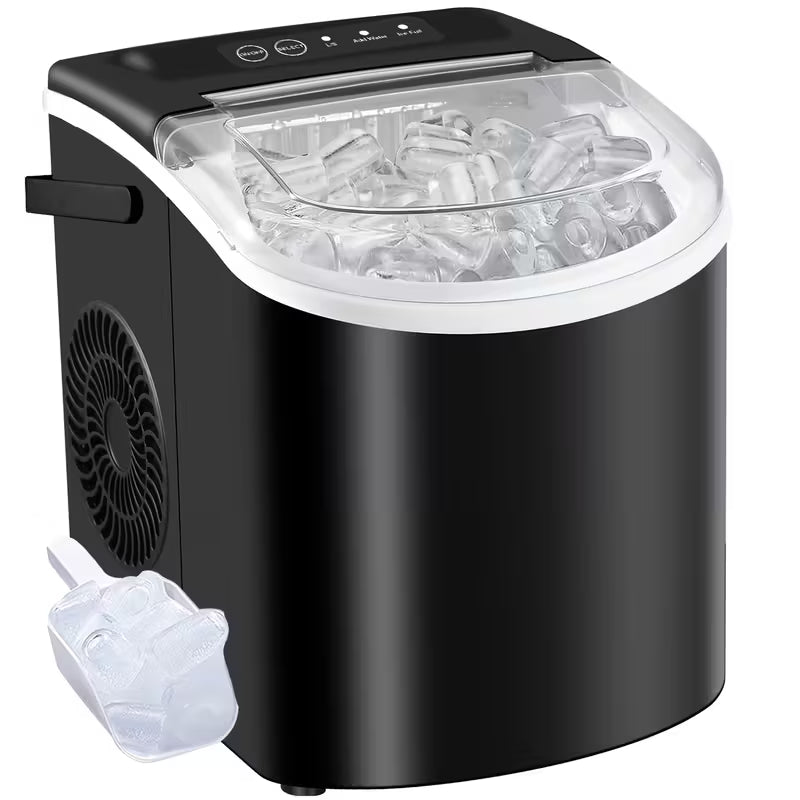 FrostFlow 26 — Máquina de hielo para encimera, 26 lbs/día, portátil con asa + cesta y pala