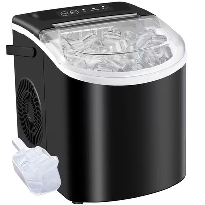 FrostFlow 26 — Máquina de hielo para encimera, 26 lbs/día, portátil con asa + cesta y pala