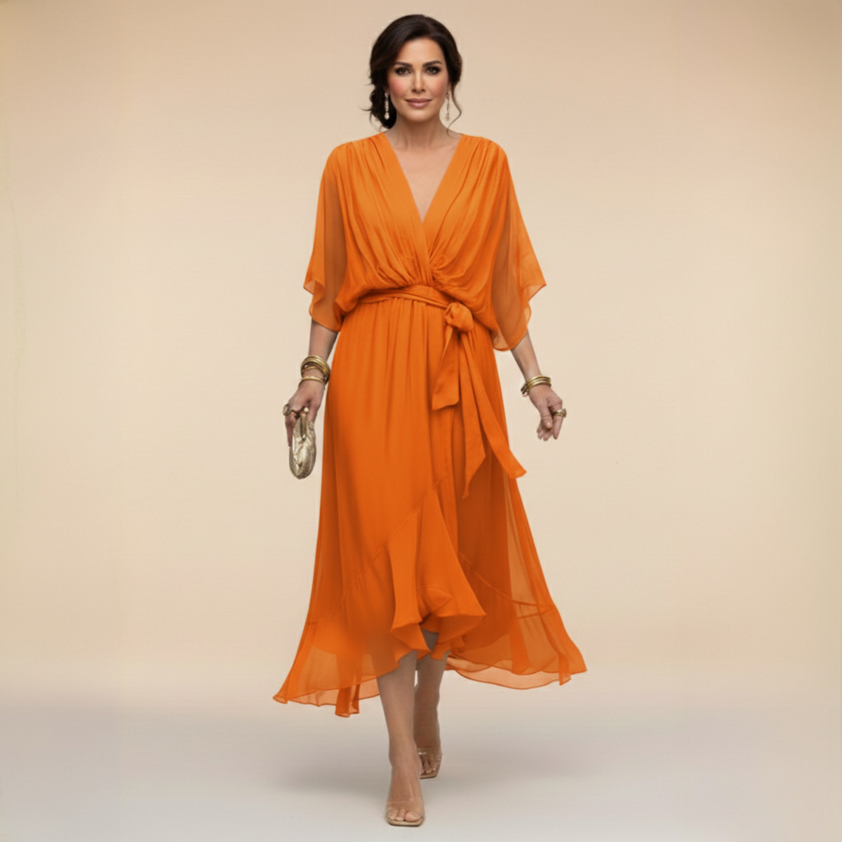 Monica | Vestido de Chifón para Mujer con Escote en V