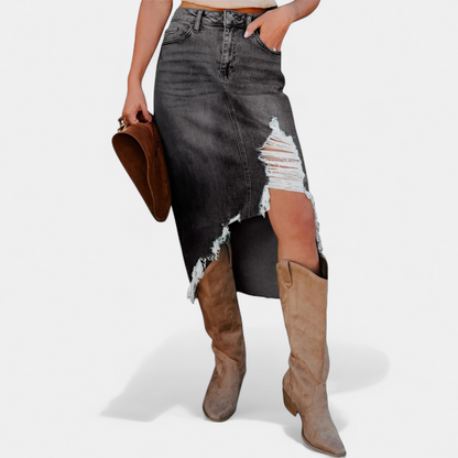 BLAKE™ – Falda Maxi Vaquera de Talle Alto Relaxed
