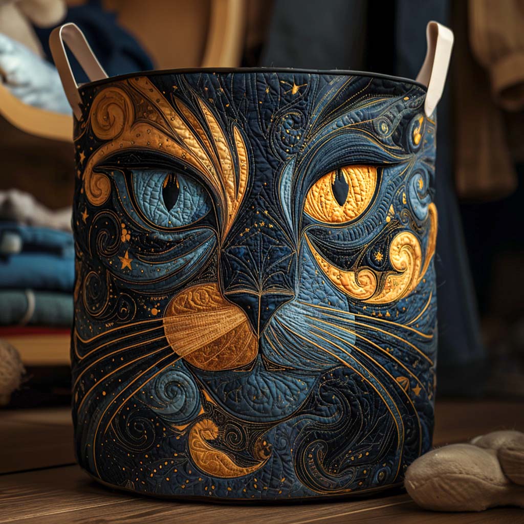 Estrella | Cesto de Ropa Acolchado Gato Galáctico