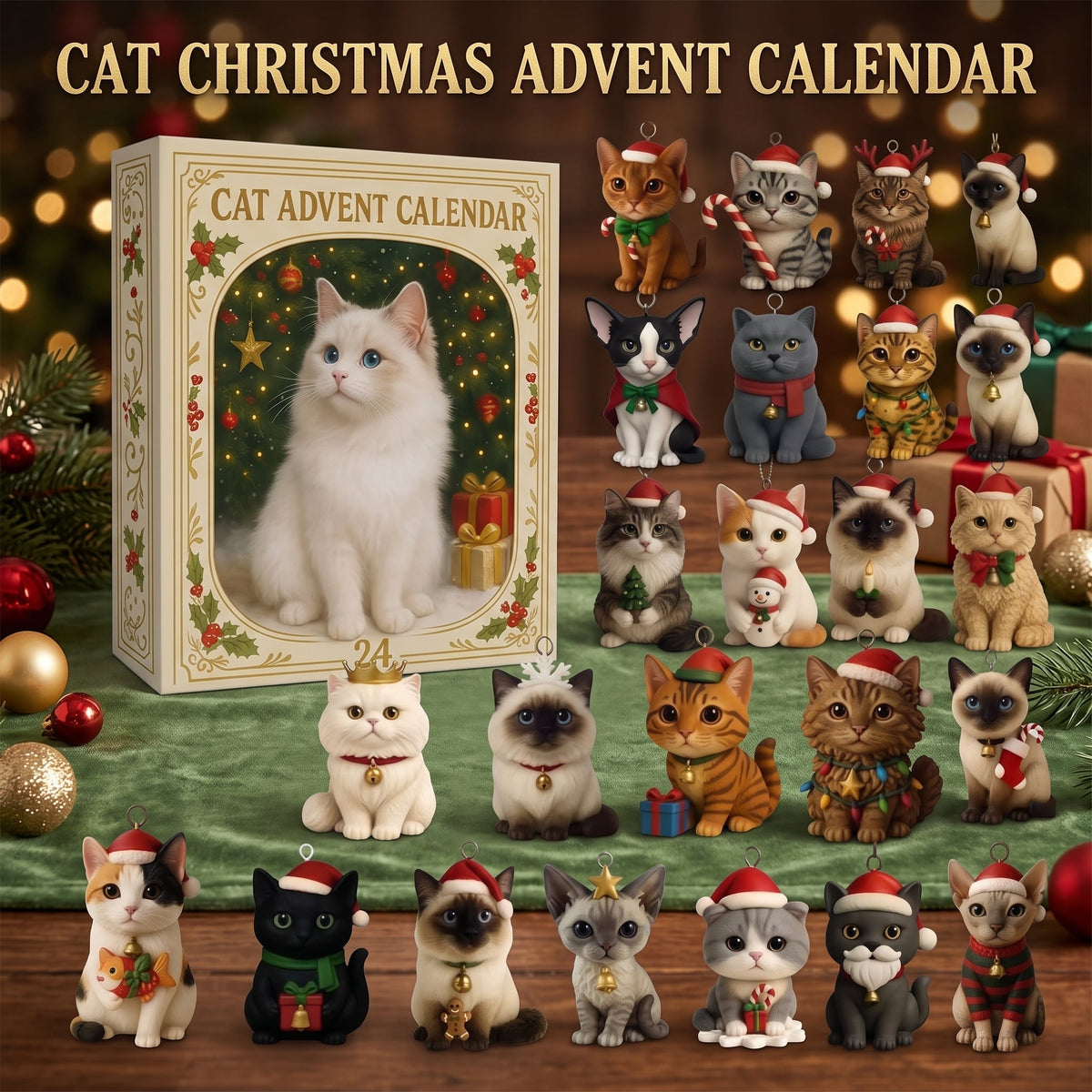 Calendario de Adviento de Navidad para gatos