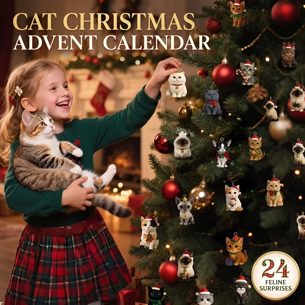 Calendario de Adviento de Navidad para gatos