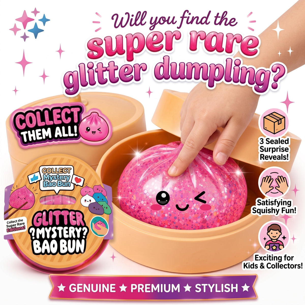 Pelotas antiestrés tipo dumpling Vifinix Mystery (paquete de 3)