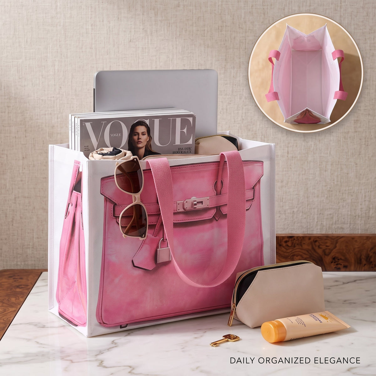 Sienna - Bolso de mano tejido estampado, set de 5 piezas