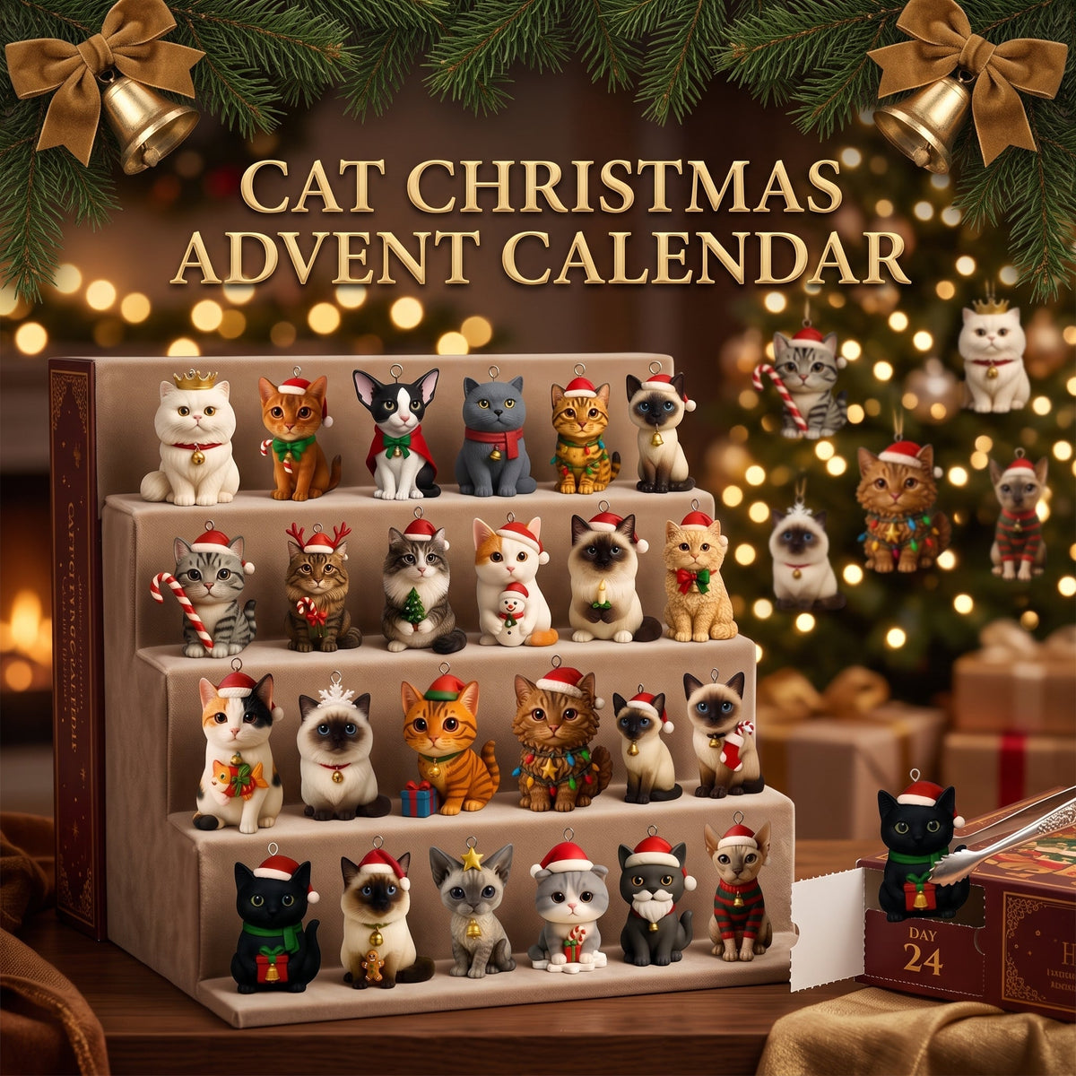 Calendario de Adviento de Navidad para gatos