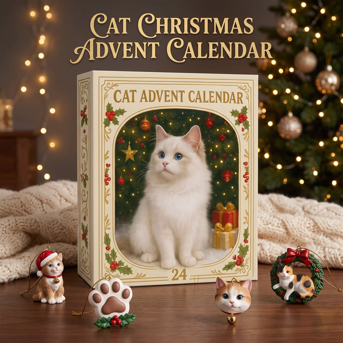Calendario de Adviento de Navidad para gatos