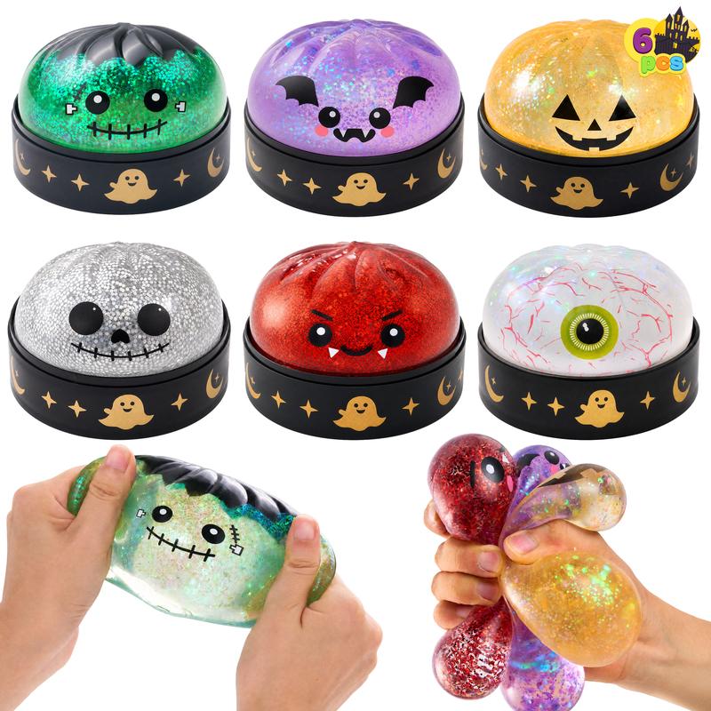 Juguetes antiestrés de dumplings de Halloween, 12 piezas con vaporera de almacenamiento