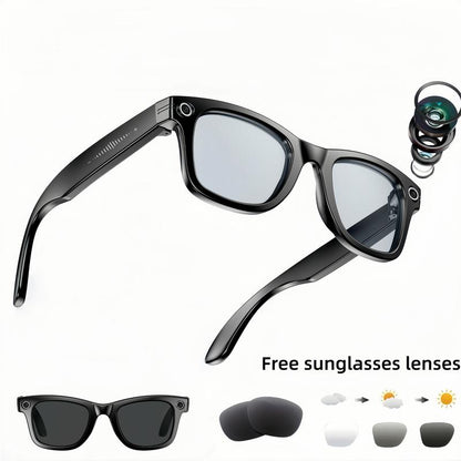 Gafas con cámara de IA inteligente y lentes fotocromáticas de 8 MP