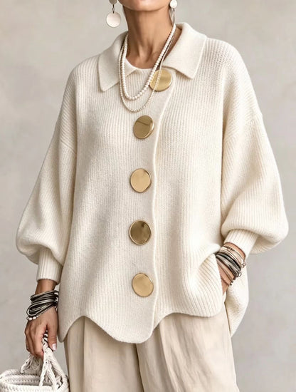 Victoria | Cárdigan oversize con grandes botones dorados
